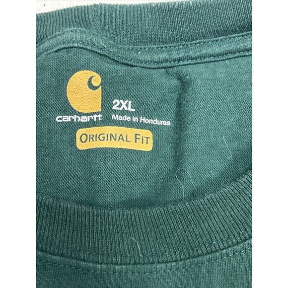 Carhartt Men's Original Fit Green Short Sleeve Pocket T-Shirt Size 2XL K87 HTG - Picture 3 of 6